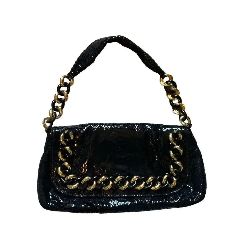 Michael Kors black and gold chain shoulder bag